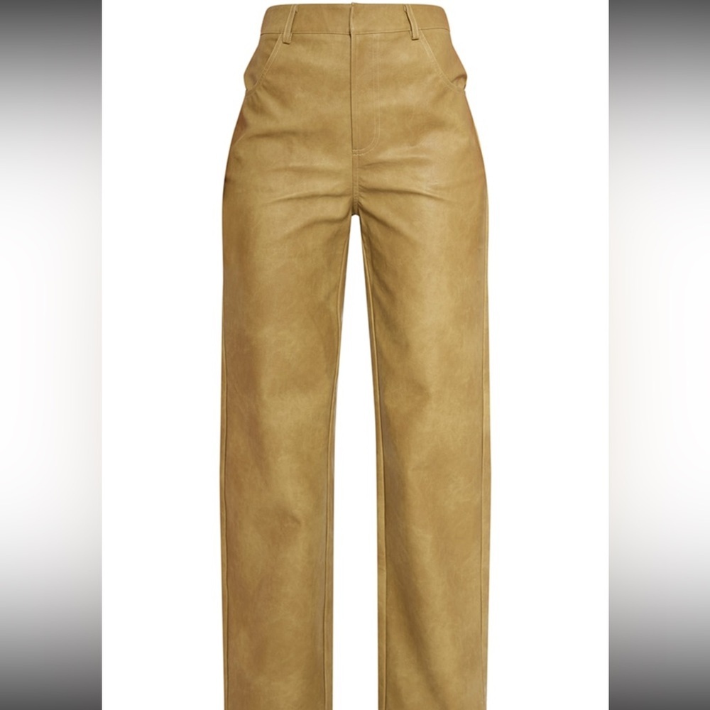 PrettyLittleThing Olive Faux Leather Trousers - Picture 10 of 12